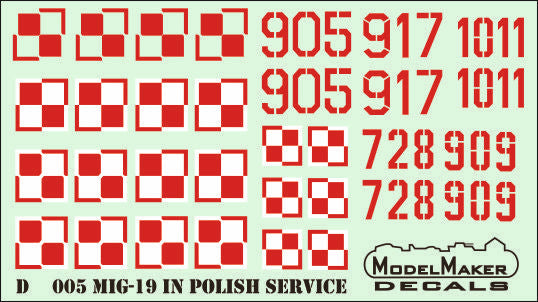 Model Maker Decals D144005 1:144 Mikoyan MiG-19 in Polish service