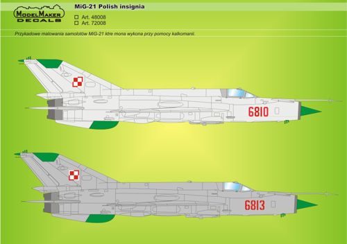 Model Maker Decals D144008 1:144 Mikoyan MiG-21 Polish insignia