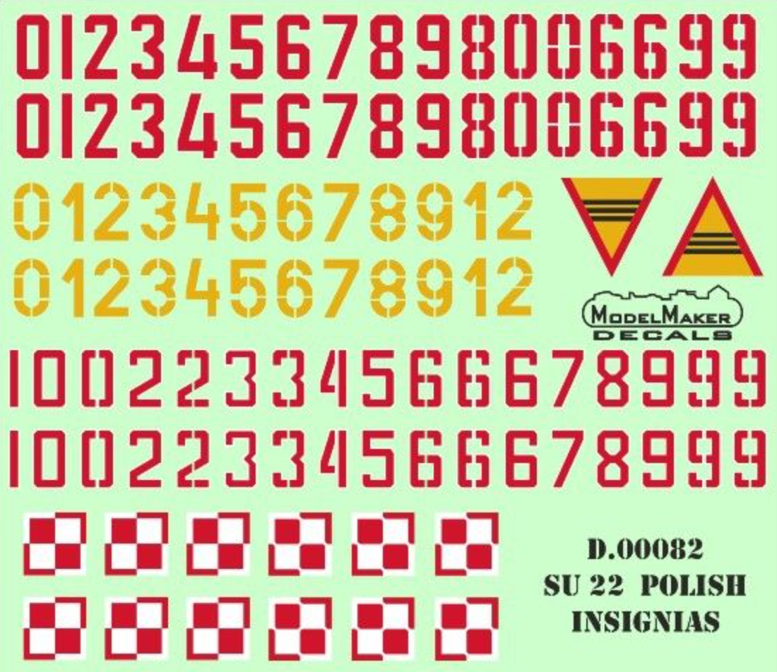 Model Maker Decals D144082 1:144 Sukhoi Su-22 Polish insignias