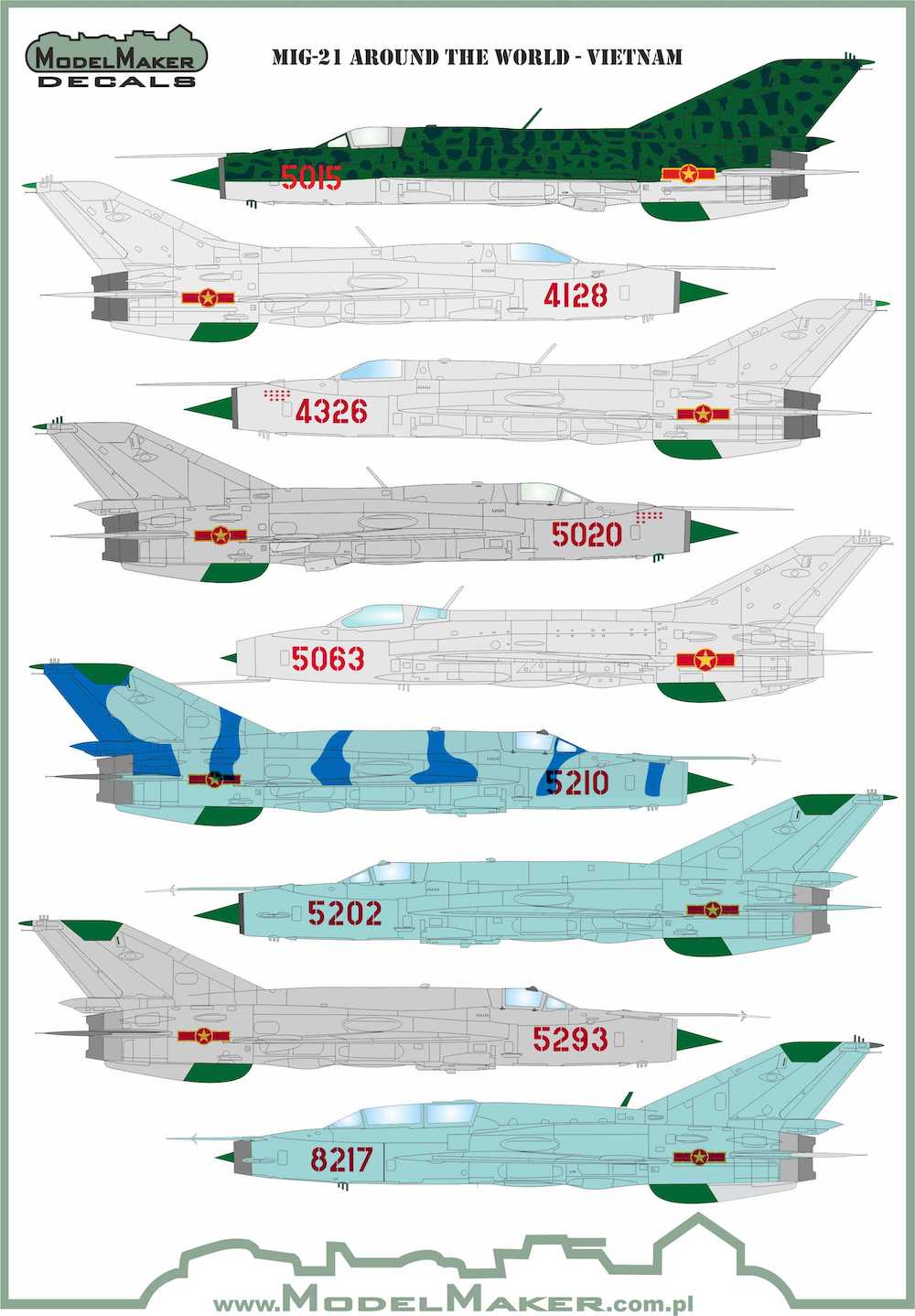 Model Maker Decals D144123 1:144 Mikoyan MiG-21 Vietnam
