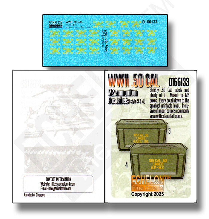 Echelon FD D166133 1:16 WWII .50 CAL M2 ammo box labels