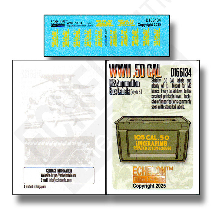 Echelon FD D166134 1:16 WWII .50 CAL M2 ammo box labels