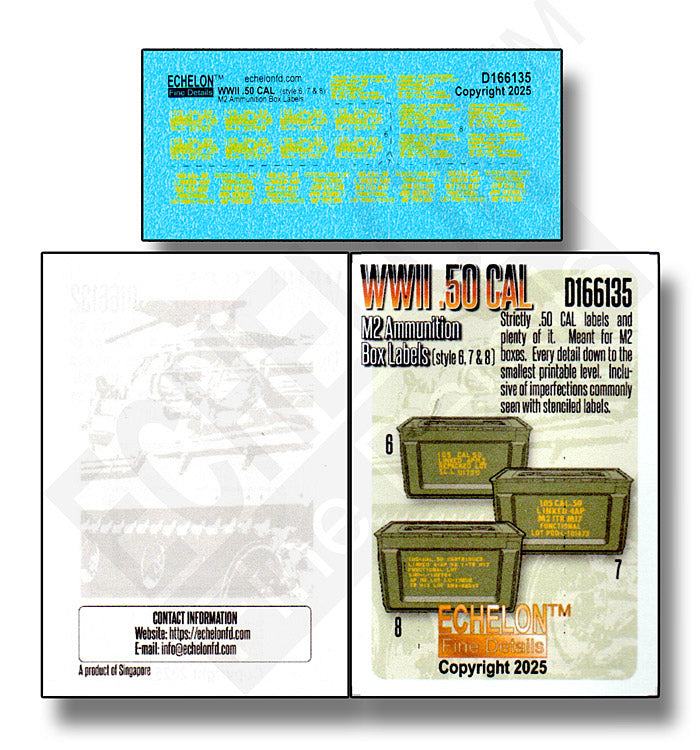 Echelon FD D166135 1:16 WWII .50 CAL M2 ammo box labels