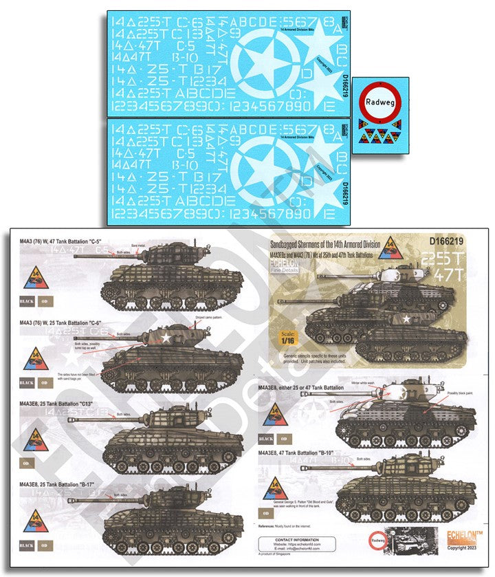Echelon FD D166219 1:16 Sandbagged Shermans of the 14th Armored Division