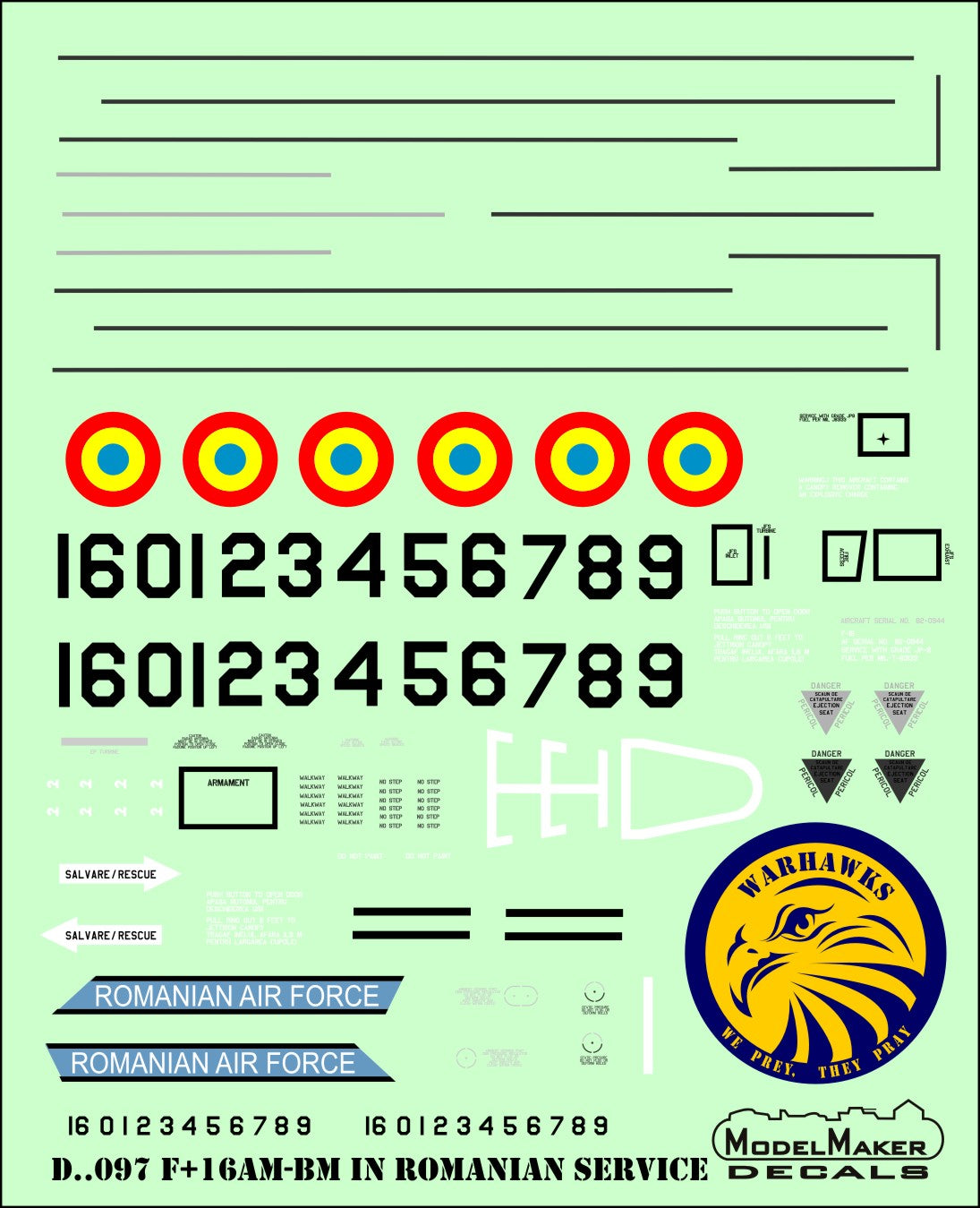 Model Maker Decals D32097 1:32 General-Dynamics F-16AM /BM in Romanian service