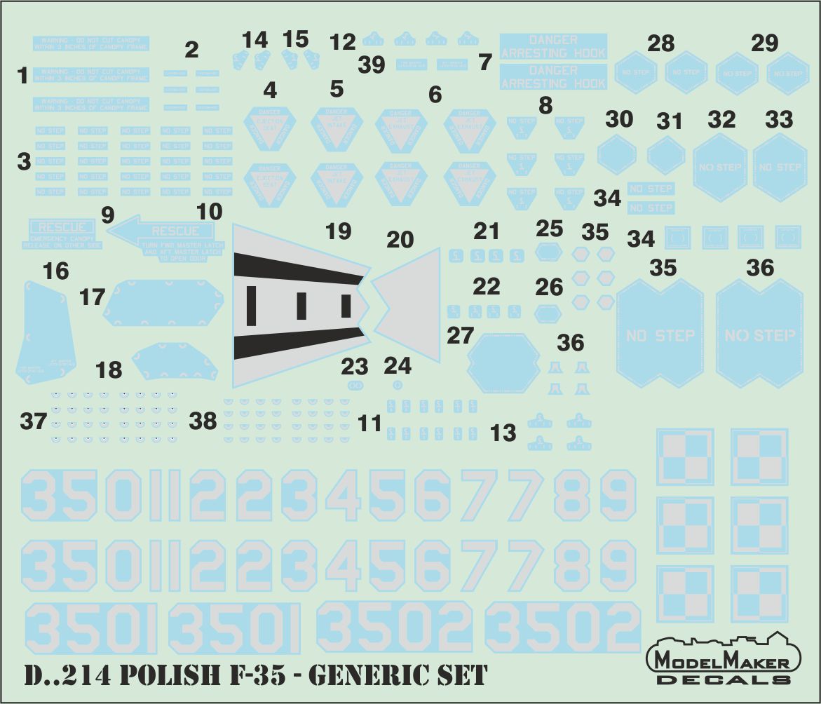 Model Maker Decals D32214 1:32 Polish F-35A Lightning II generic set