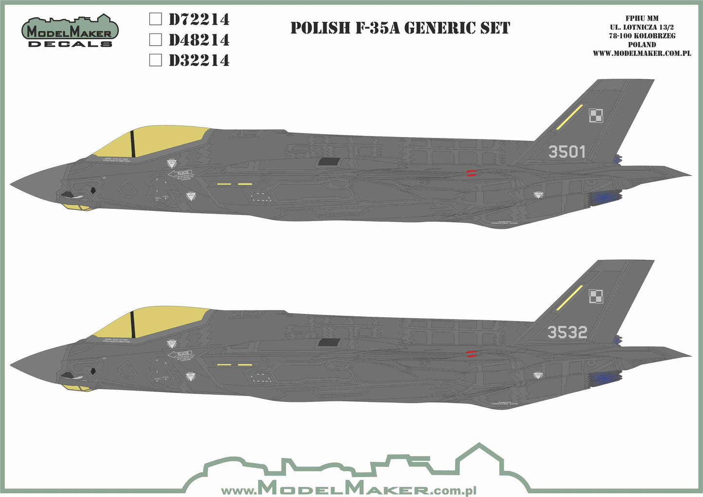 Model Maker Decals D32214 1:32 Polish F-35A Lightning II generic set