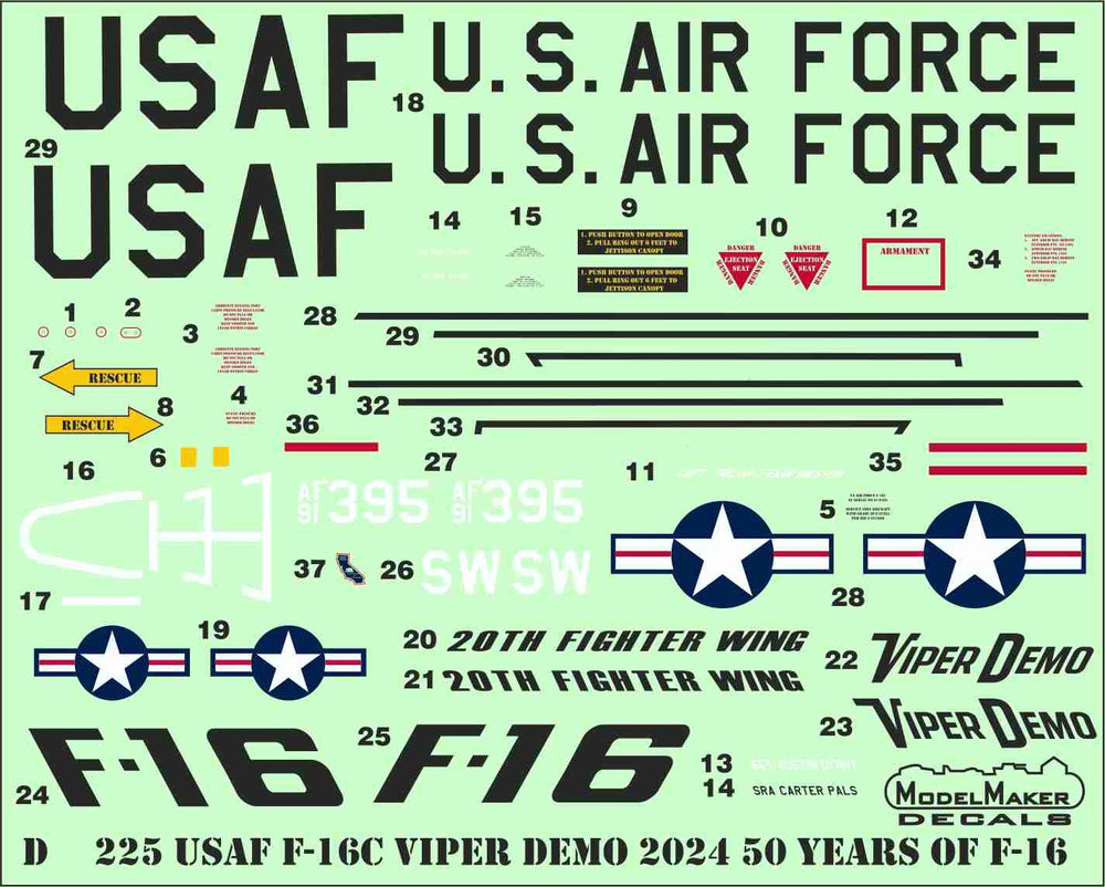 Model Maker D32225 1:32 USAF F-16C Viper Demo 2024 50 Years