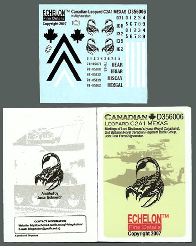 Echelon FD D356006 1:35 Canadian Leopard MBT C2A1 MEXAS markings
