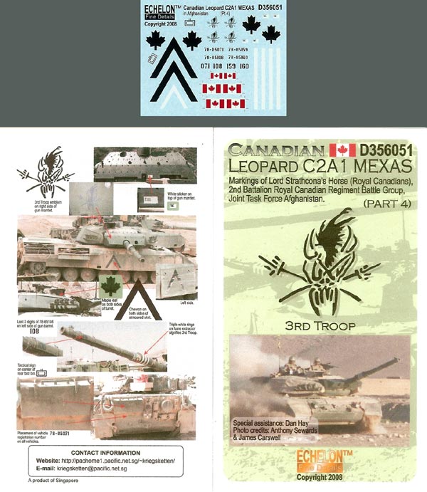 Echelon FD D356051 1:35 Canadian Leopard MBT C2A1 MEXAS markings