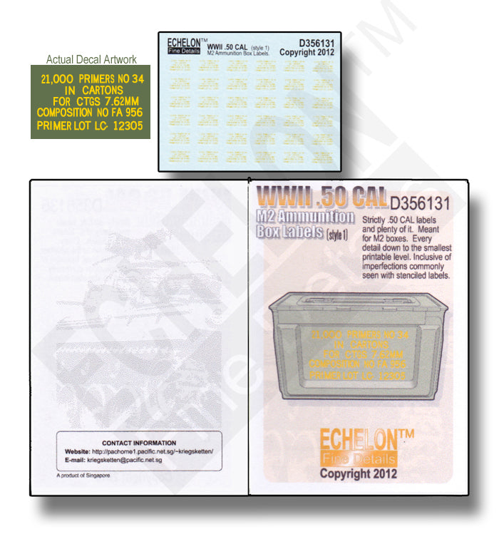 Echelon FD D356131 1:35 WWII .50 CAL ammo box labels