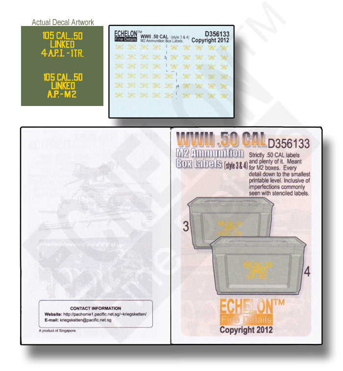 Echelon FD D356133 1:35 WWII .50 CAL ammo box labels