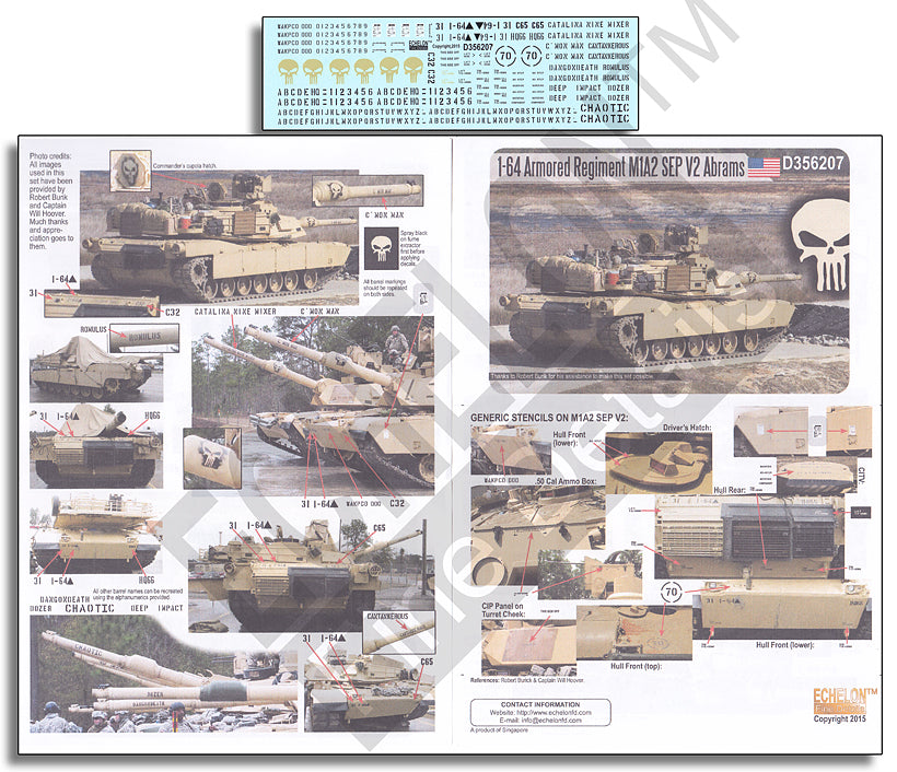 Echelon FD D356207 1:35 1-64 Armored Regiment M1A2 SEP V2 Abrams