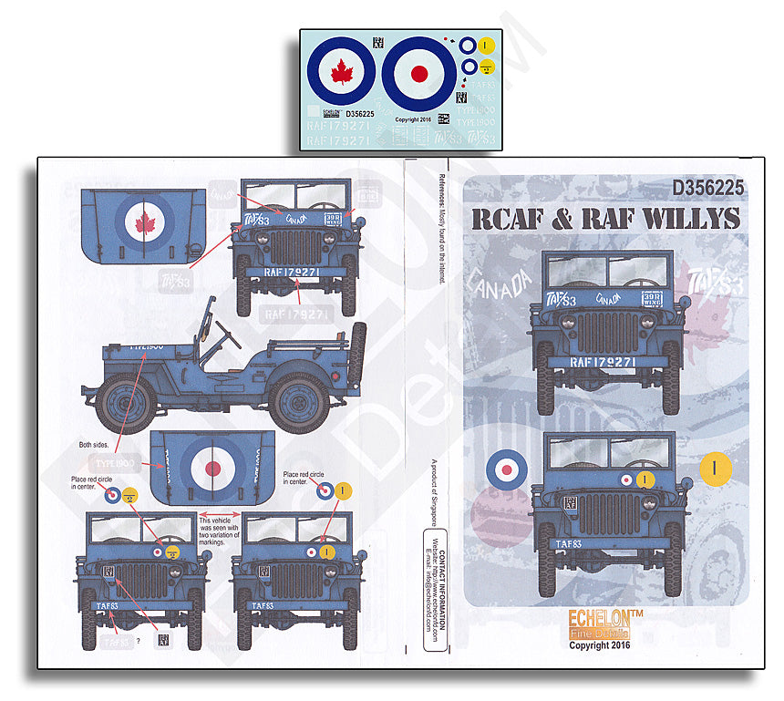 Echelon FD D356225 1:35 RCAF & RAF Willys Jeep