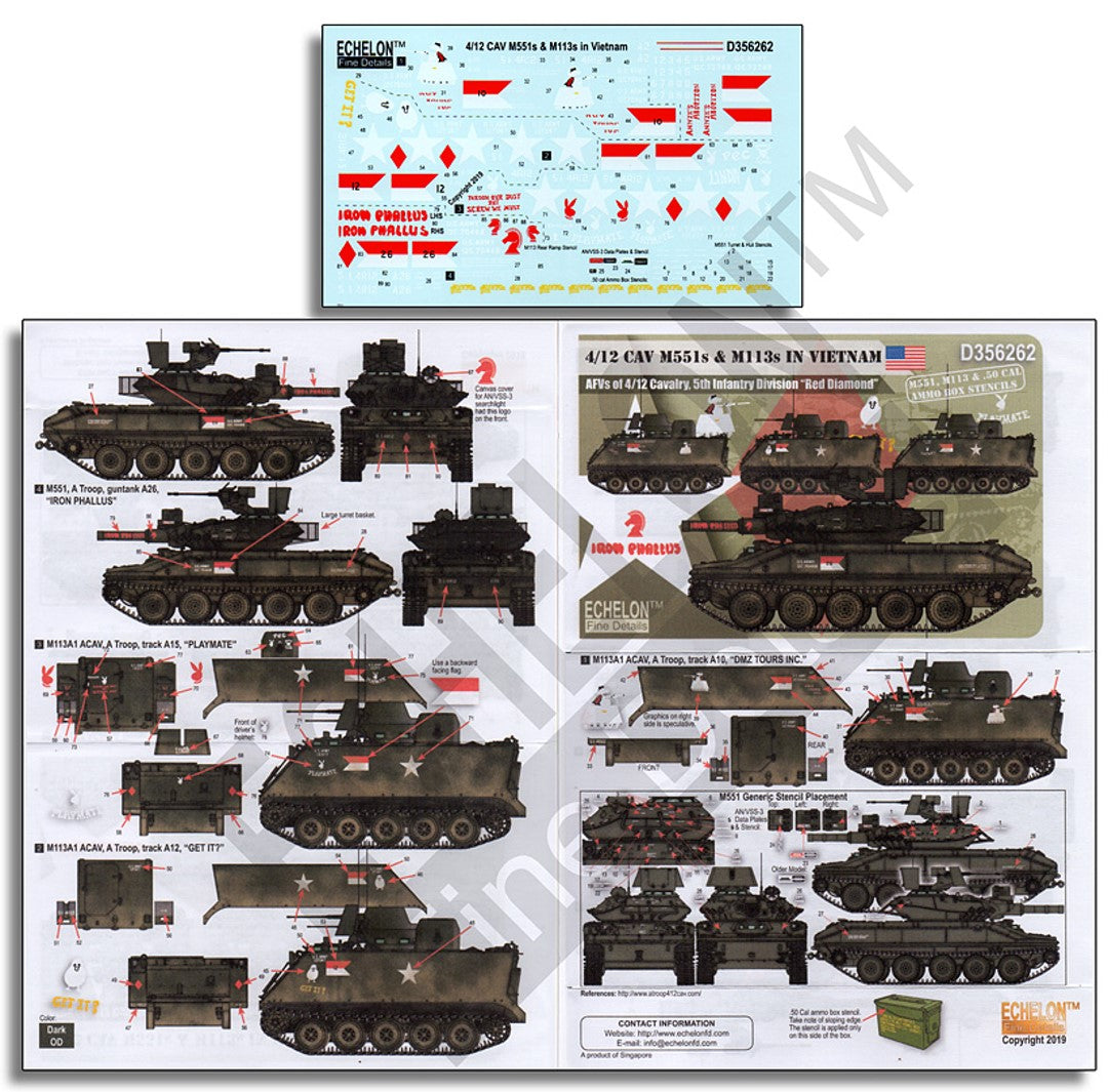 Echelon FD D356262 1:35 4/12 CAV M551 Sheridans & APC M113s in Vietnam