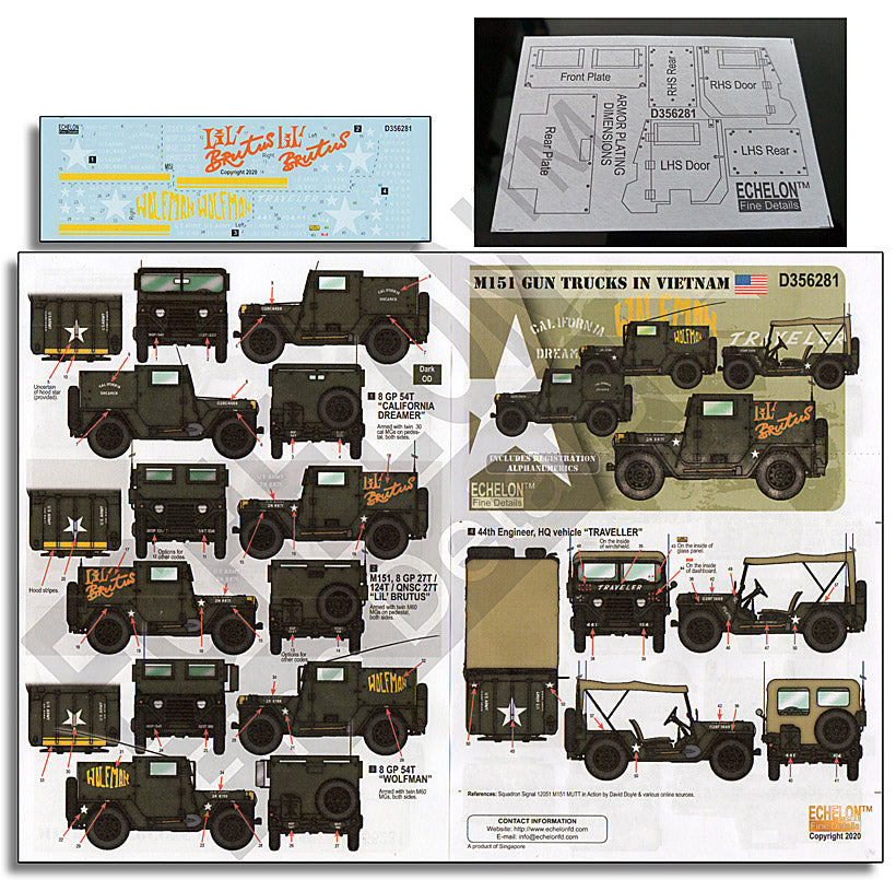 Echelon FD D356281 1:35 4WD M151 Gun Trucks in Vietnam