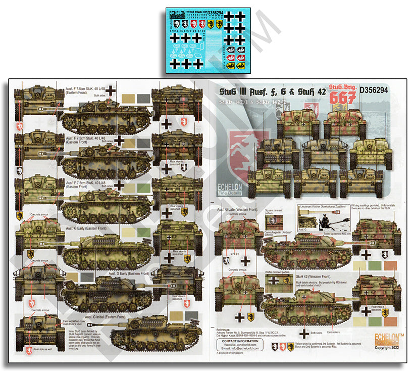 Echelon D356294 StuG.III Ausf.F/G & StuH 42 Decals 1:35