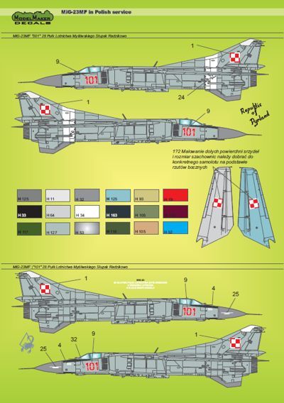 Model Maker Decals D48013 1:48 Mikoyan MiG-23MF in Polish service