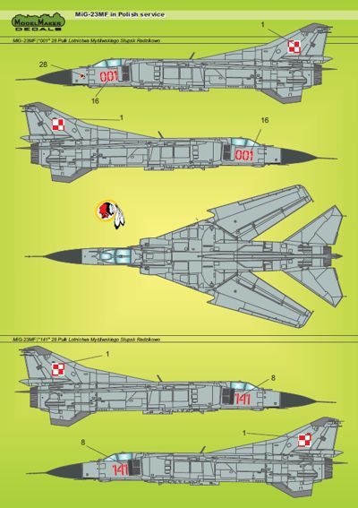 Model Maker Decals D48013 1:48 Mikoyan MiG-23MF in Polish service