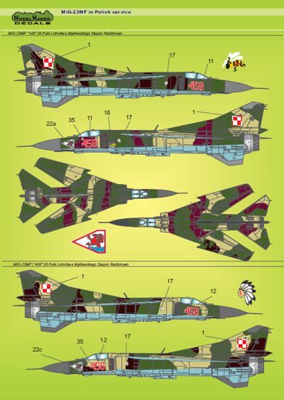 Model Maker Decals D48013 1:48 Mikoyan MiG-23MF in Polish service