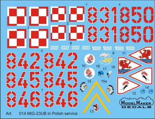 Model Maker Decals D48014 1:48 Mikoyan MiG-23UB in Polish service
