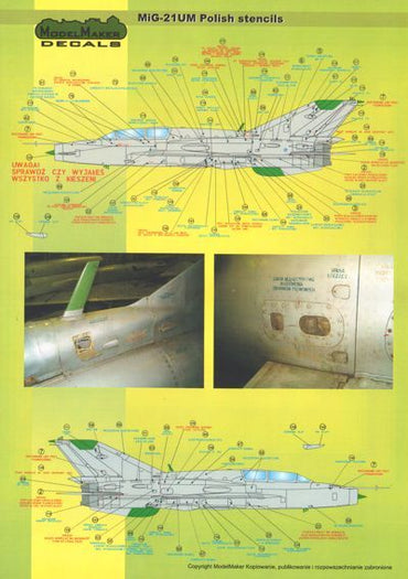 Model Maker D48020 1:48 MiG-21PFM/M/MF/bis/UM Polish Stencils