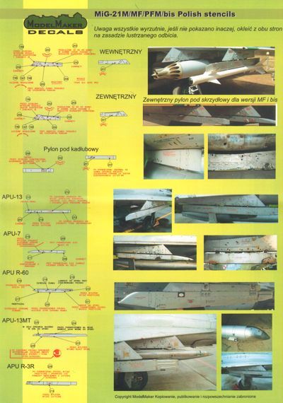 Model Maker D48020 1:48 MiG-21PFM/M/MF/bis/UM Polish Stencils