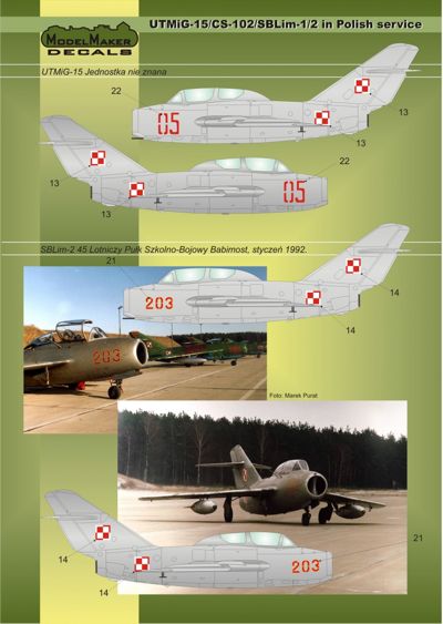 Model Maker Decals D48024 1:48 Mikoyan MiG-15UTI/CS-102/SBLim-1/2 Polish service