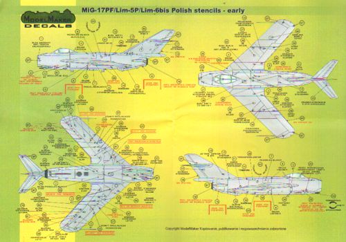 Model Maker Decals D48026 1:48 Mikoyan MiG-17/Lim-1/2 early version stencils