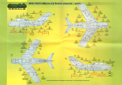 Model Maker Decals D48026 1:48 Mikoyan MiG-17/Lim-1/2 early version stencils