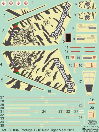 Model Maker D48034 1:48 Portuguese F-16A NTM 2011 Decals