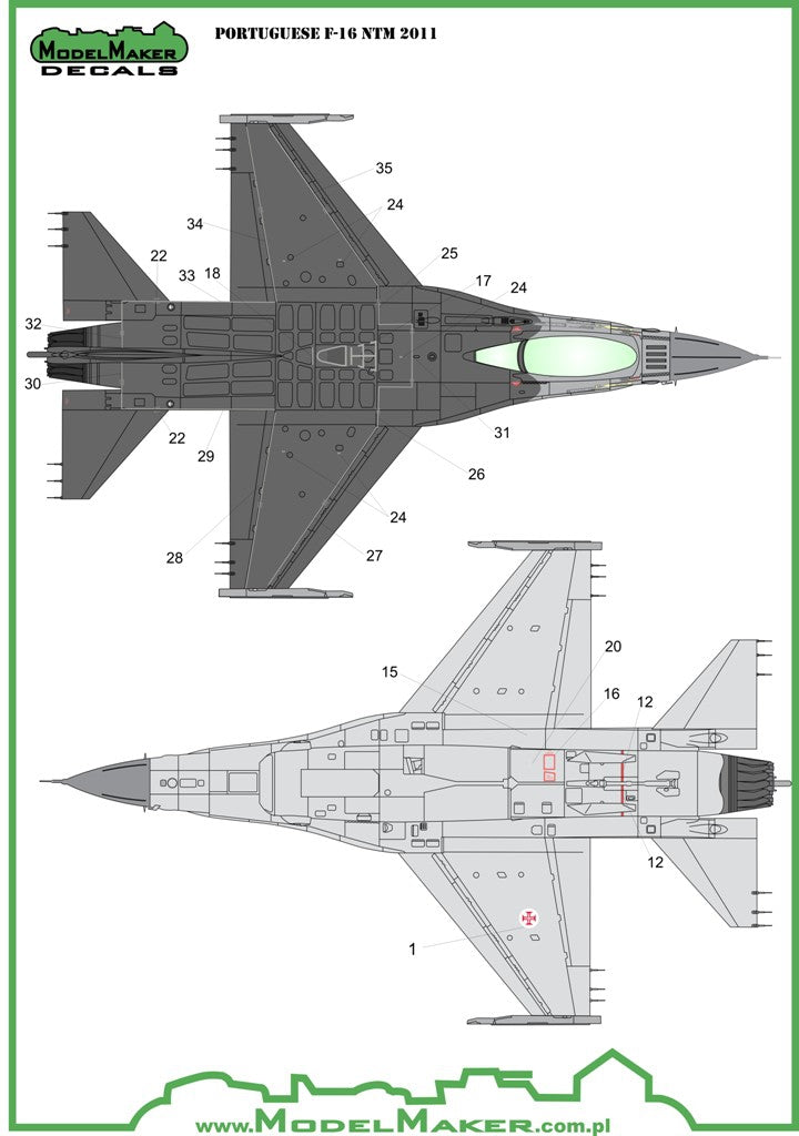 Model Maker D48034 1:48 Portuguese F-16A NTM 2011 Decals