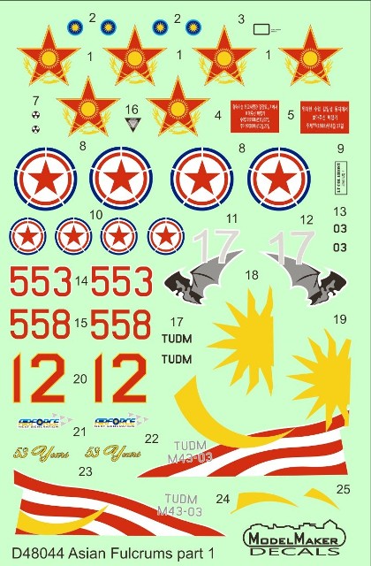 Model Maker D48044 1:48 Asian MiG-29 Fulcrums Part 1 Decals