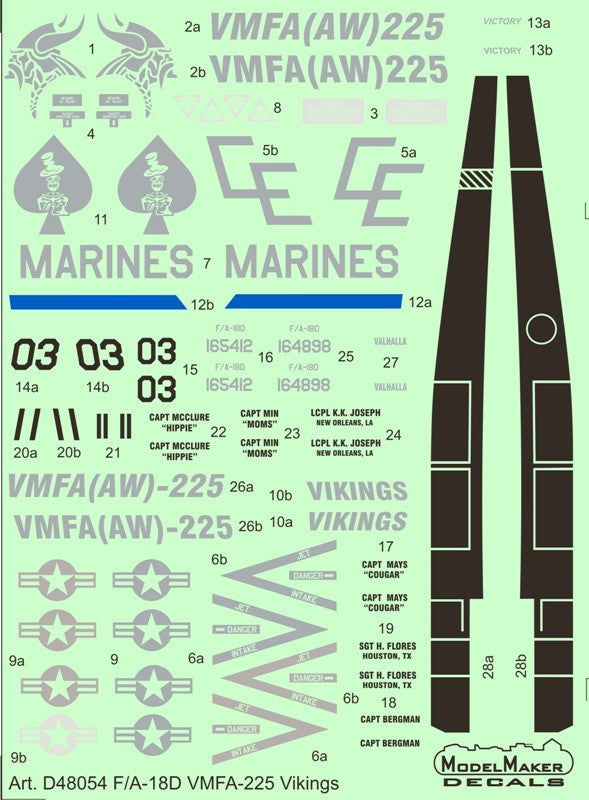 Model Maker Decals D48054 1:48 McDonnell-Douglas F/A-18D VMFA-225 Vikings