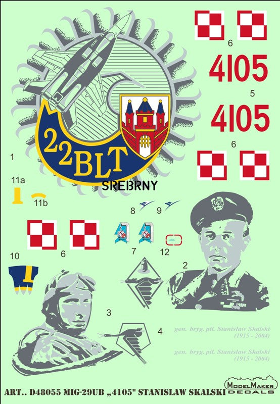 Model Maker Decals D48055 1:48 Mikoyan MiG-29UB "4105" Stanislaw Skalski