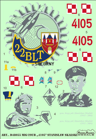 Model Maker Decals D48055 1:48 Mikoyan MiG-29UB "4105" Stanislaw Skalski