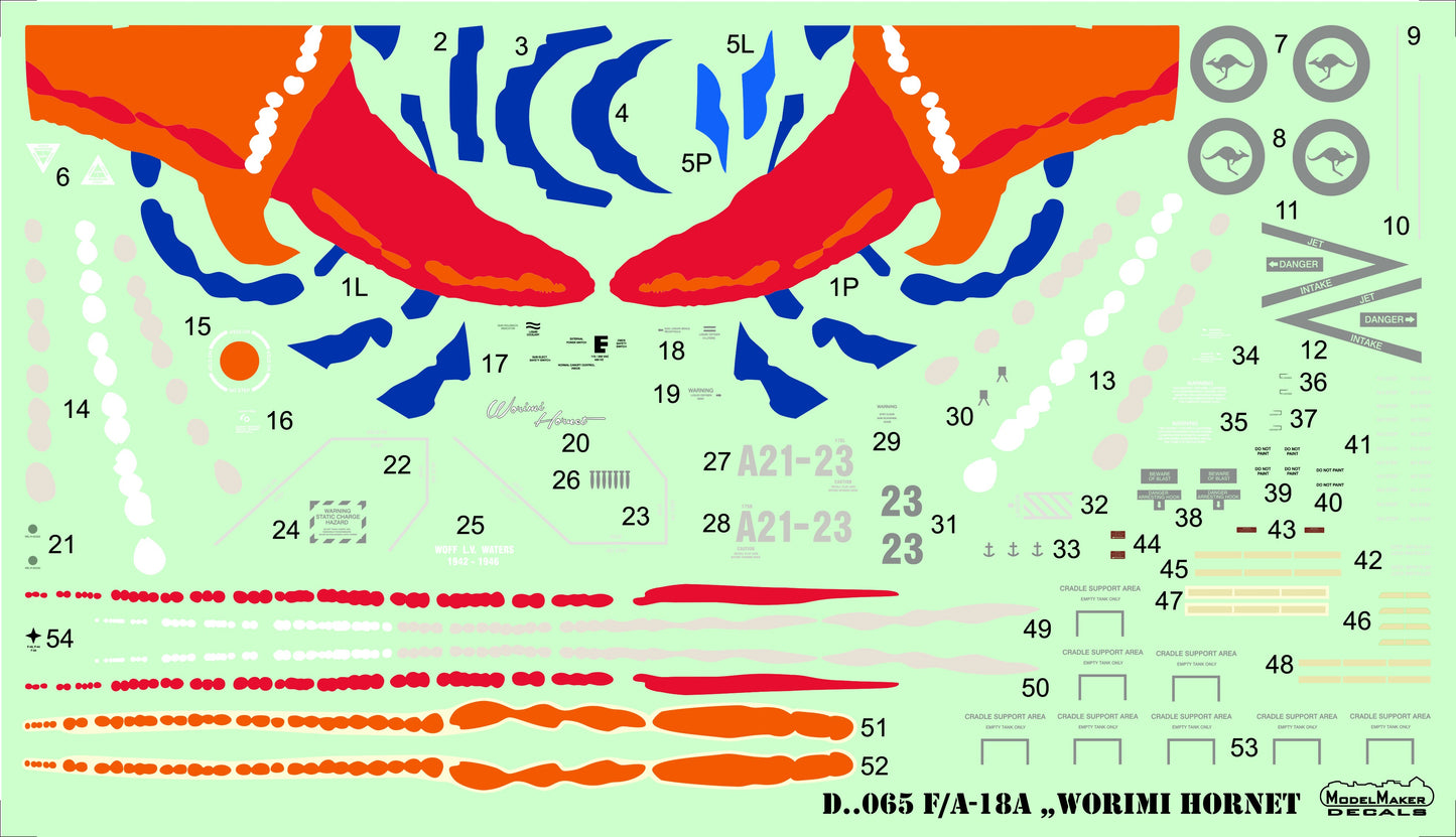 Model Maker Decals D48065 1:48 McDonnell-Douglas F/A-18A "Worimi Hornet"