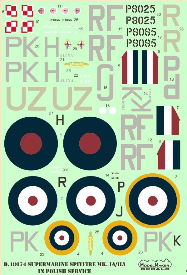Model Maker D48074 1:48 Spitfire Mk.I/Mk.II in Polish Service