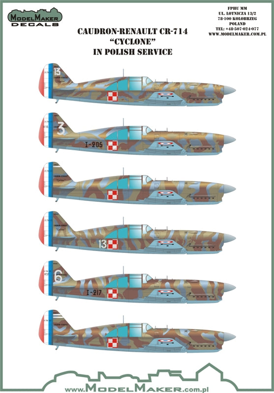 Model Maker Decals D48075 1:48 Caudron CR.714 Cyclone in Polish service
