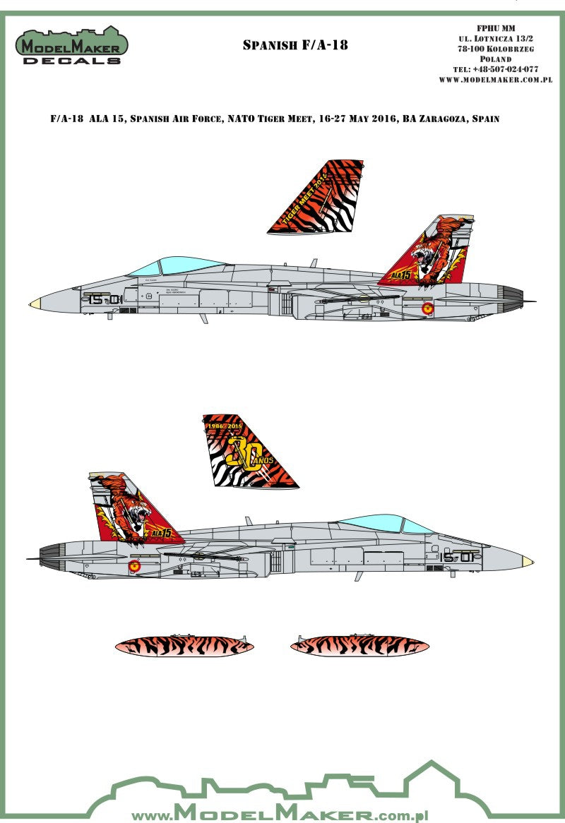 Model Maker D48090A 1:48 Spain F/A-18A Hornet 30 Years Ala 15