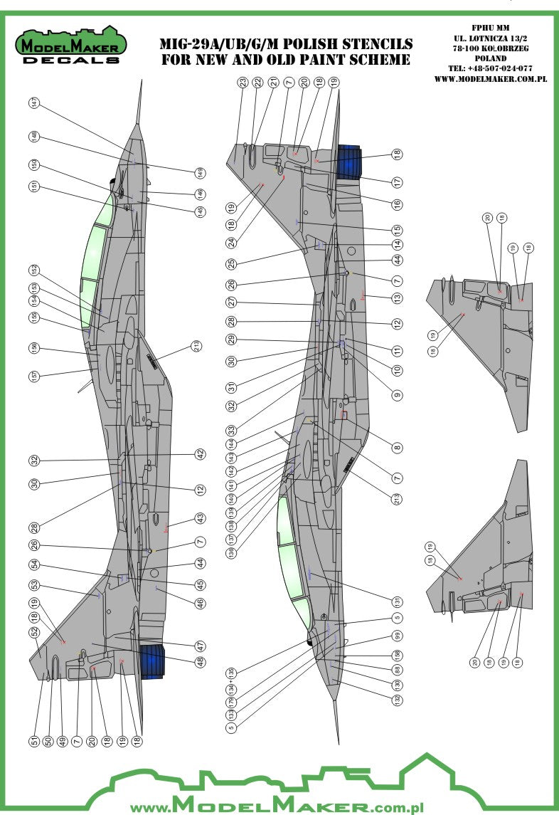 Model Maker Decals D48091 1:48 Mikoyan MiG-29 Polish stencils