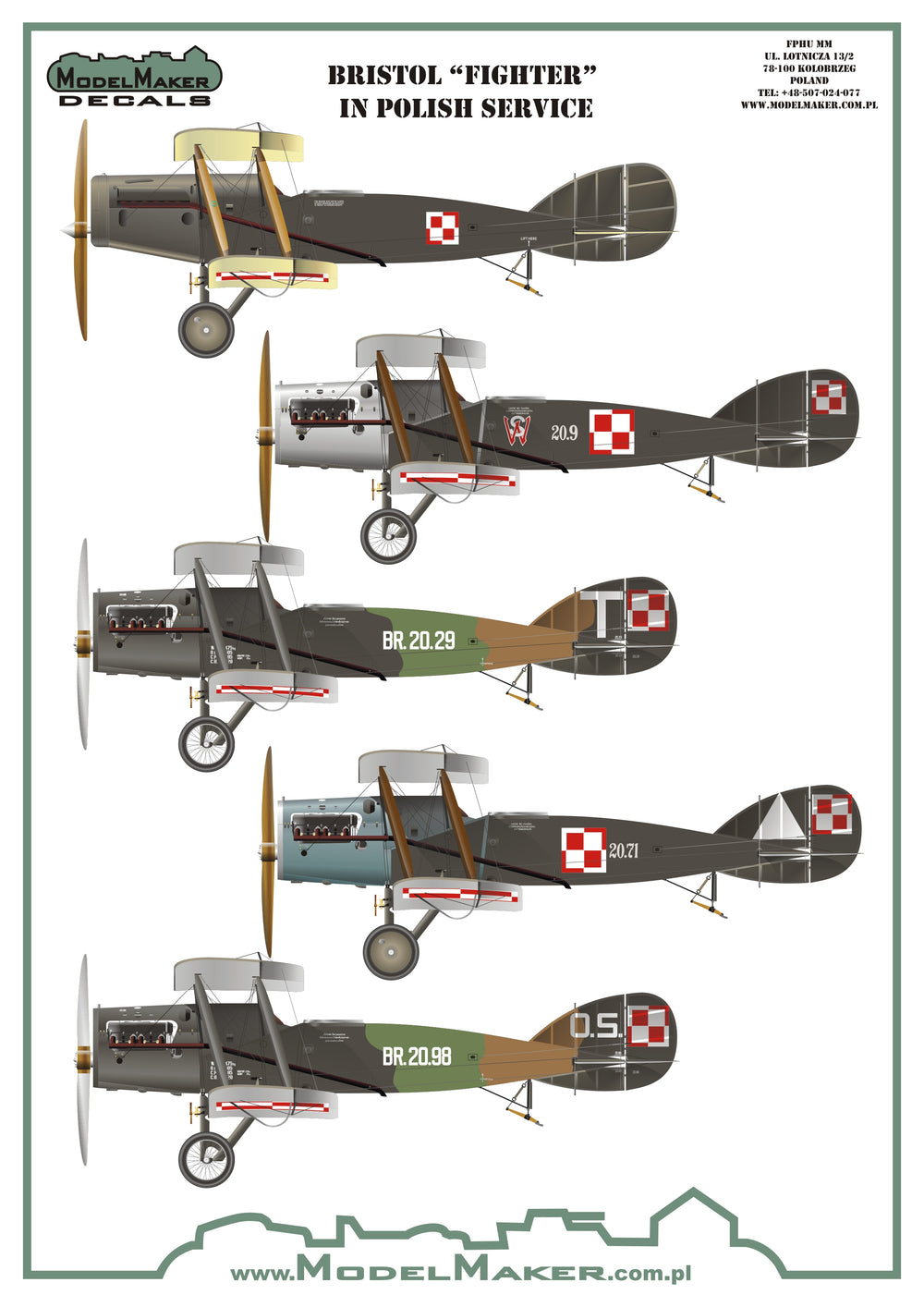 Model Maker Decals D48094 1:48 Bristol Fighter F.2B in Polish service