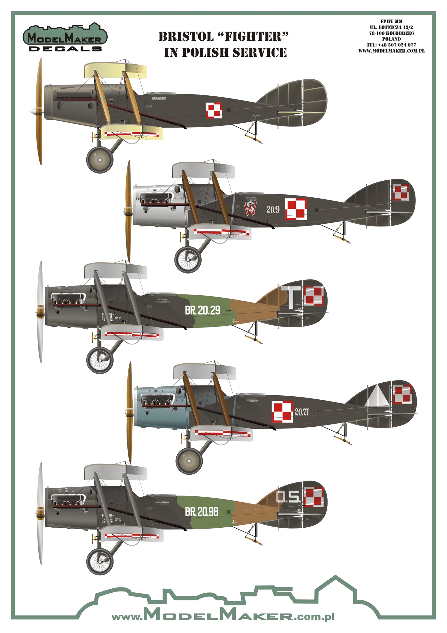 Model Maker Decals D48094 1:48 Bristol Fighter F.2B in Polish service