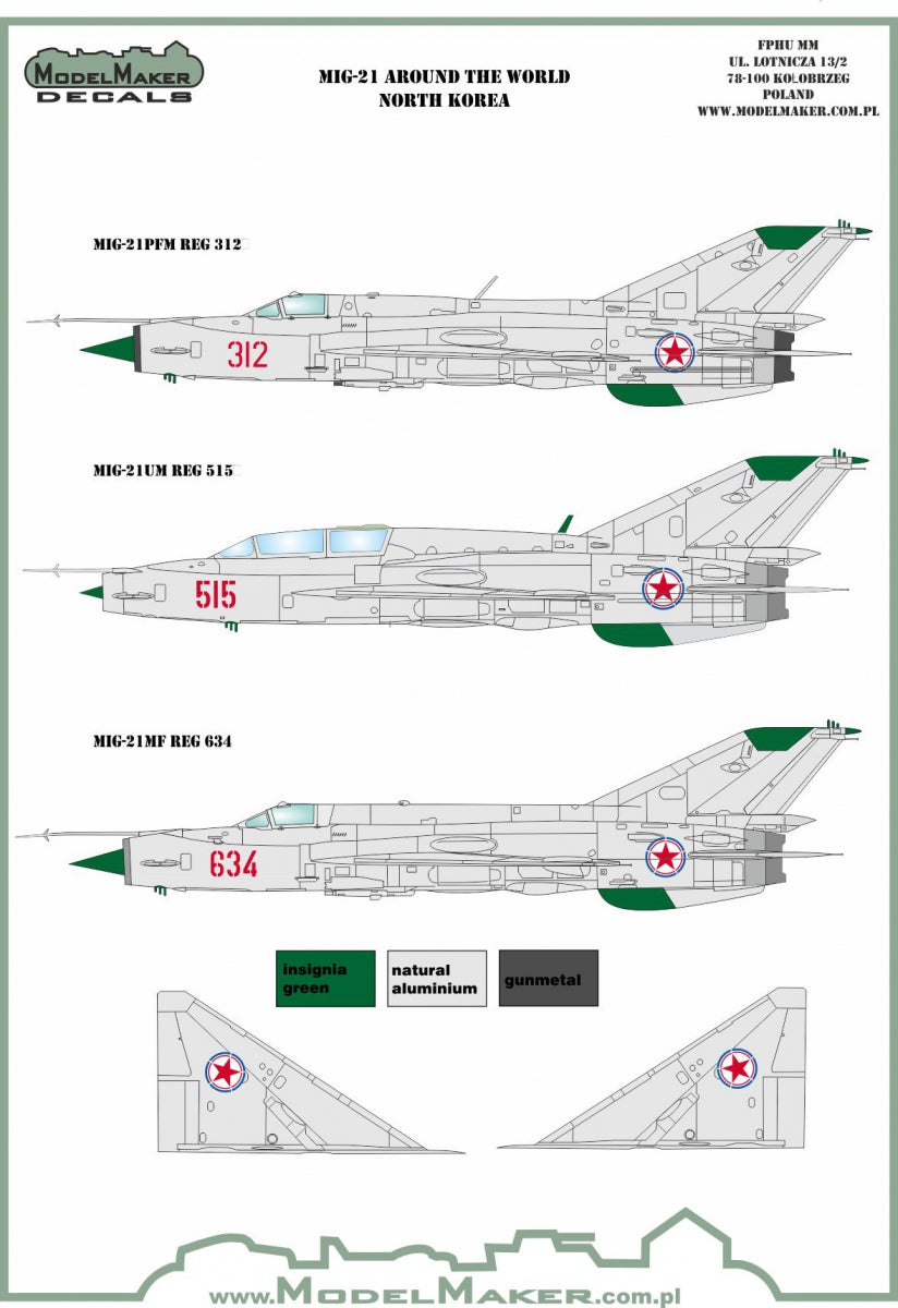Model Maker Decals D48107 1:48 Mikoyan MiG-21 Around The World