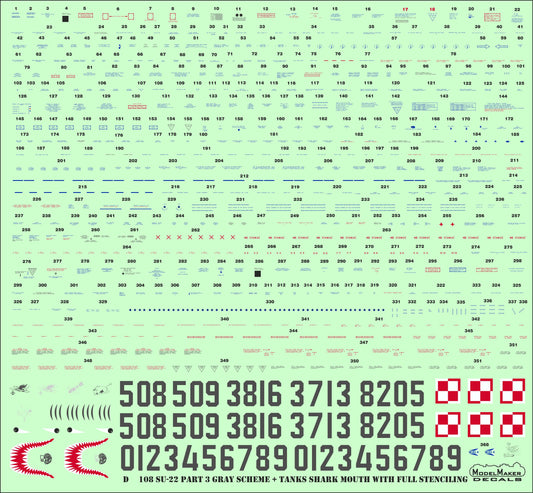 Model Maker Decals D48108 1:48 Sukhoi Su-22 in Polish service part 3 gray scheme