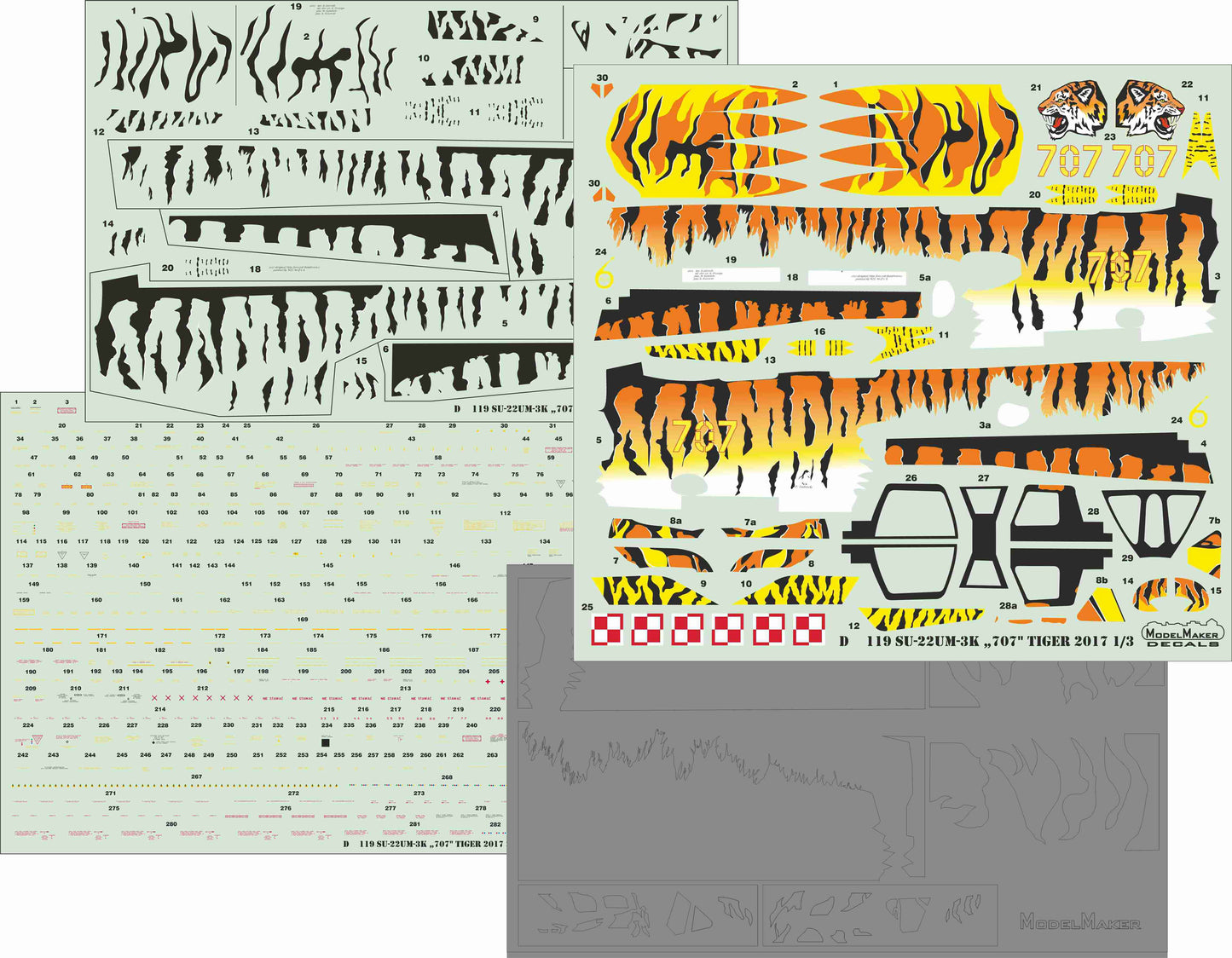 Model Maker Decals D48119 1:48 Sukhoi Su-22UM-3K '70' Tiger 2004 and 2017