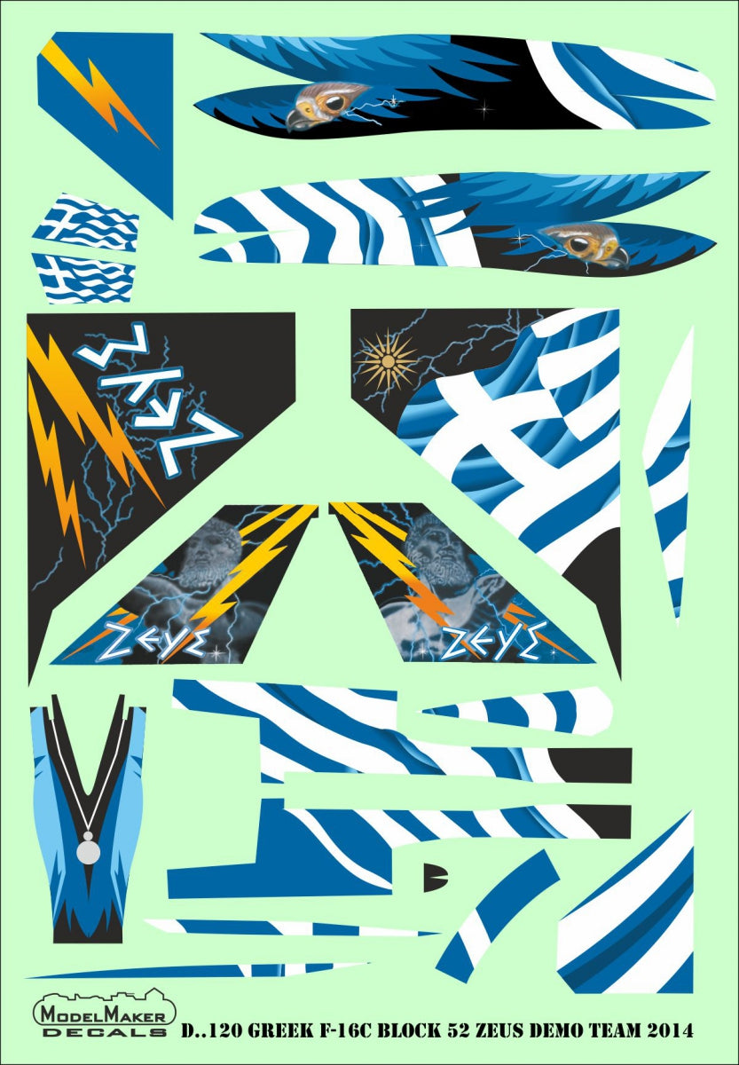 Model Maker D48120 1:48 Greek F-16C Zeus Demo 2015 Decal + Resin