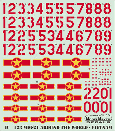Model Maker D48123 1:48 MiG-21 Vietnam PFM/f-13/bis/UM Decals