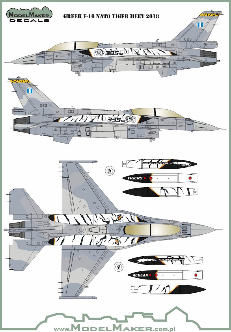 Model Maker Decals D48126 1:48 Greek F-16 NATO Tiger Meet 2018