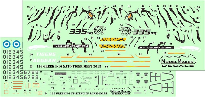 Model Maker Decals D48126 1:48 Greek F-16 NATO Tiger Meet 2018